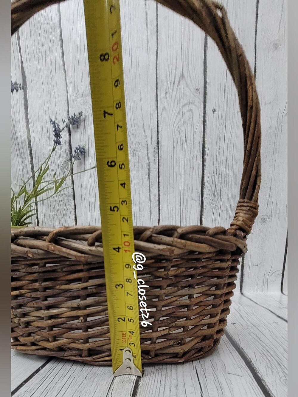Woven Brown Willow Planter Basket with Handle - Picture 5 of 10